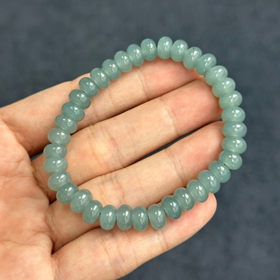 卡8mm天然A货翡翠蓝水糯冰种水算盘珠手串危地马拉料正品保障清货