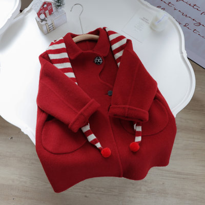 秋冬女童双面羊绒手工大衣中长款