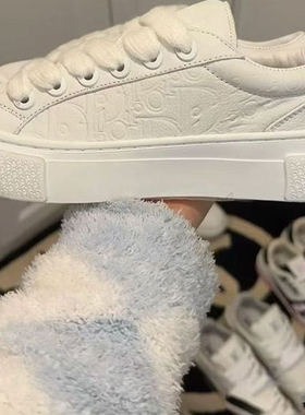 香港专柜高品质b33字母提花小白鞋2025款男女真皮厚底休闲板鞋