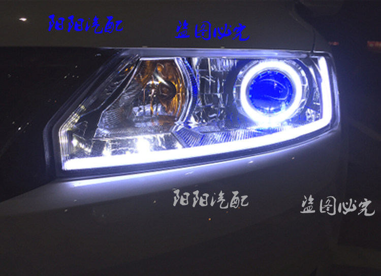 斯柯达昕锐昕动大灯总成改装双光透镜天使眼氙气灯日行灯大灯总成