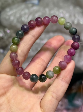上新！厂家直销一手货源！天然水晶彩虹碧玺手链超性价比老矿料