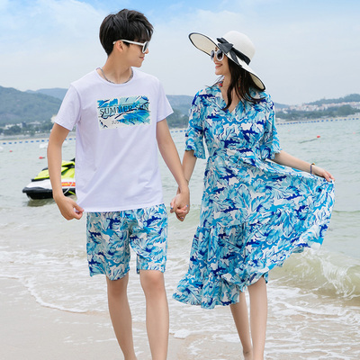 沙滩裙连衣裙长裙情侣装夏装套装