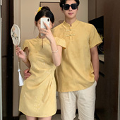 衣服2026春节 夏装 情侣装 国风改良旗袍盘扣连衣裙新年唐装 新中式