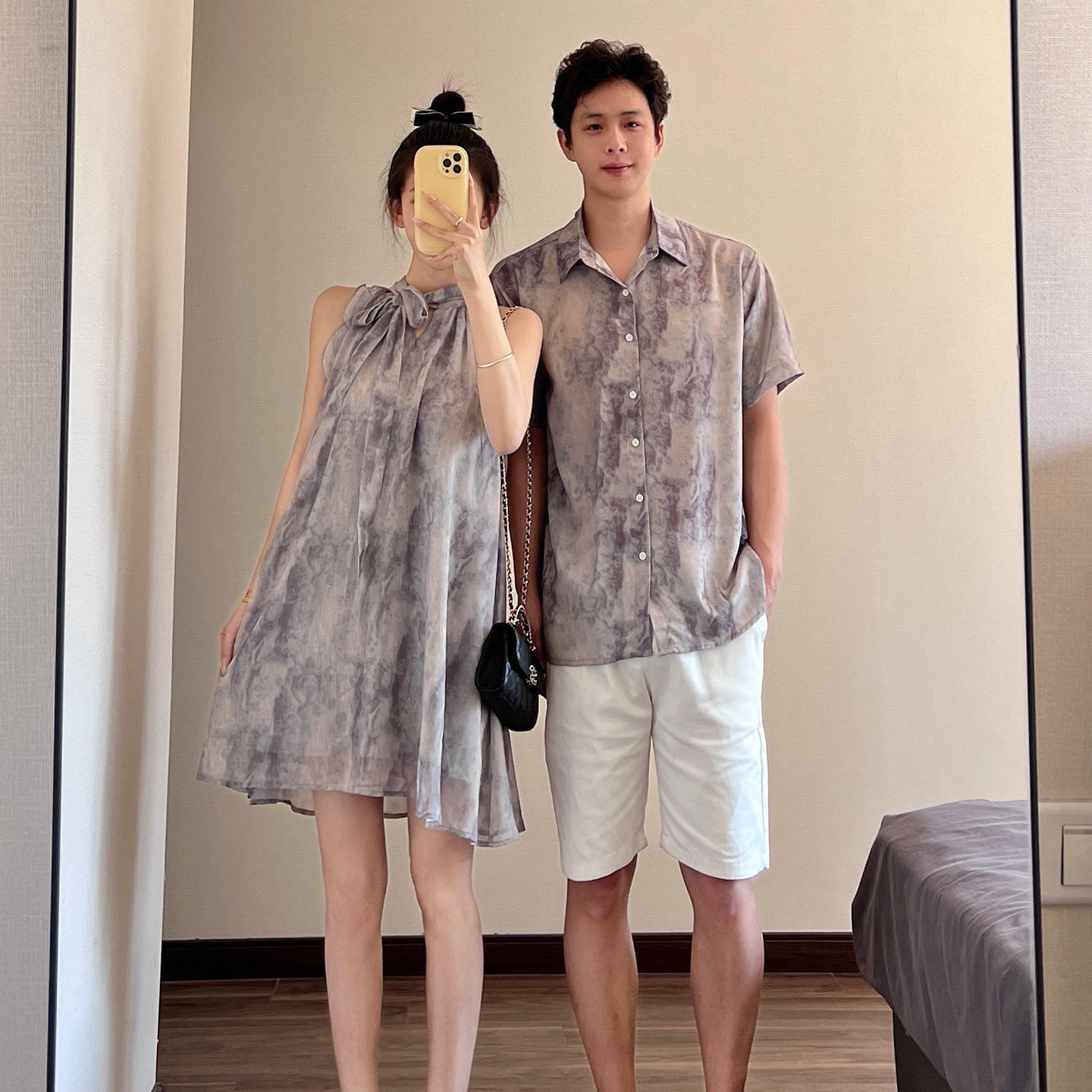 沙滩海边情侣装夏季套装一衣一裙小众高级感三亚度假旅游穿搭衣服
