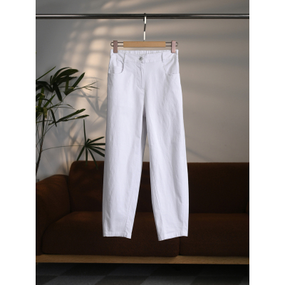 【颖颖家】日系近江晒薄棉极简四面弹半松紧腰显瘦九分裤 W2159