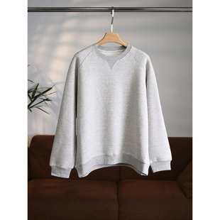 颖颖家 宽松卫衣W1805 上身超舒服轻软磨毛感圆领螺纹边加绒插肩袖