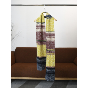 太美了配色！！英国皇室御用 邓肯纱线花纱条纹粗线围巾W1367