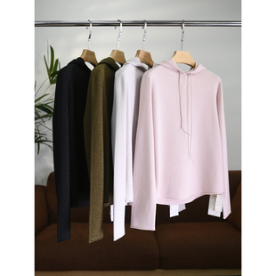 W1500 匠心J系56支羊毛金葱混纺自然卷边宽松连帽针织衫 颖颖家