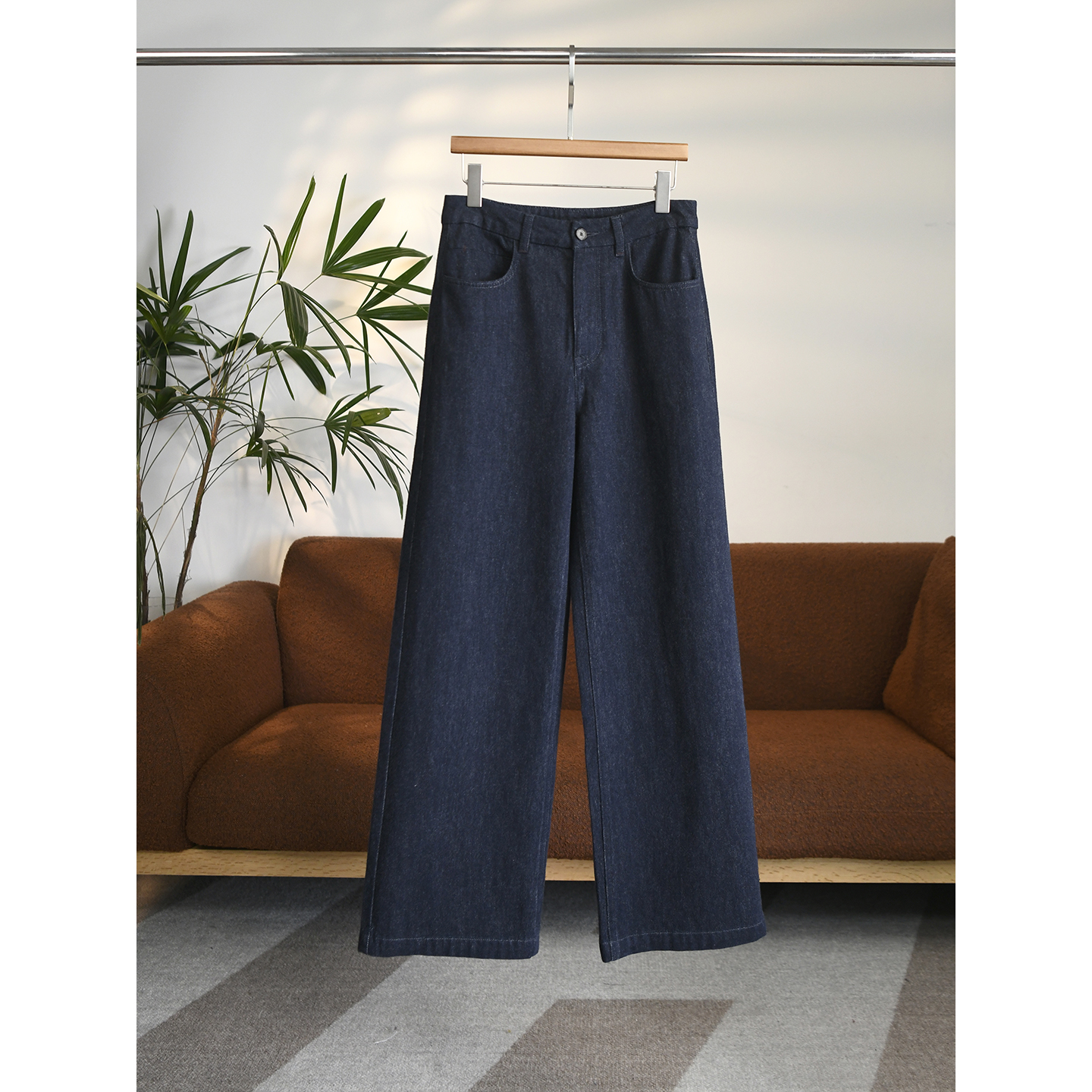 老友BI入！裤型超好！磨毛感羊毛棉混纺高腰直筒阔腿牛仔裤 W1668