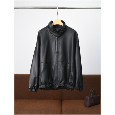 【颖颖家】牛货！太有调调了 时髦美式立领皮衣外套 女 W627