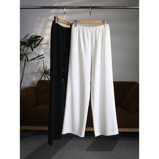 进口三醋酸哑光垂感CHAO棒阔腿直筒松紧腰长裤 力推 W2033 颖颖家