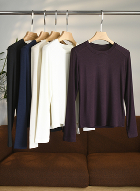 一定要两件以上去收 超软糯简约L、、、P纯羊毛针织打底T恤 W1690