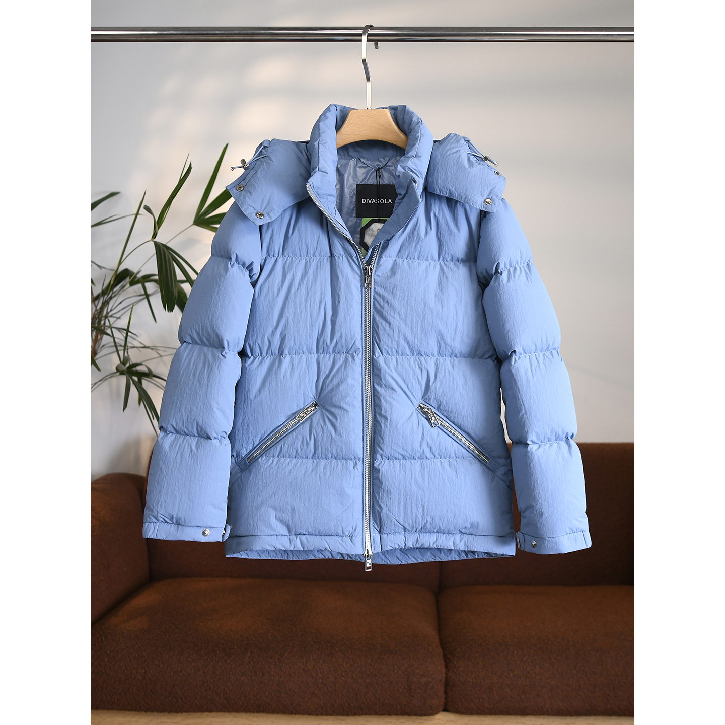 【颖颖家】霍尔多巴吉90白鹅绒简约立领连帽可拆卸羽绒服 W1734