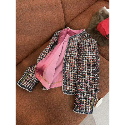 【颖颖家】原厂限定面料小香千鸟格粗花呢短外套手工镶珠W1882