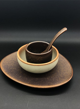 山野风餐具山缓缓三出山创意火锅店餐具摆盘特色杯碗盘碟摆台套装