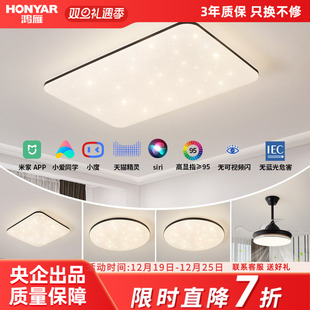 鸿雁照明客厅灯led吸顶灯现代简约大气卧室灯具法式轻奢智能套餐