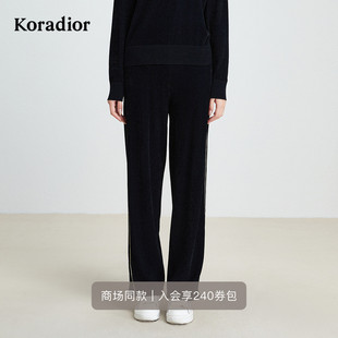 女长裤 直筒休闲丝绒裤 轻运动通勤修身 珂莱蒂尔koradior秋款