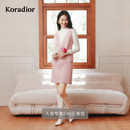 Koradior珂莱蒂尔商场同款 春精致淑女绵羊毛香风连衣裙女
