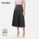 明星同款 珂莱蒂尔2025秋新格雷系学院风通勤百褶裙中长半身裙