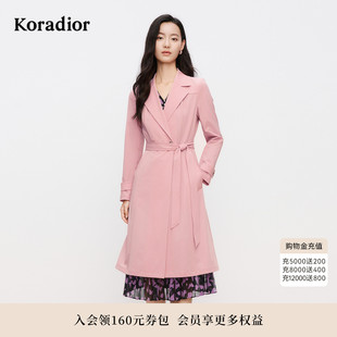 珂萊蒂爾2025年春季 經典 簡約長款 風衣女百搭腰帶設計感外套女 新款