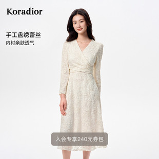 蕾丝连衣裙 珂莱蒂尔2025秋新玫瑰裙法式 明星同款