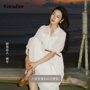 设计感收腰连衣裙女 蕾丝拼接时尚 koradior珂莱蒂尔2025年秋季 新款