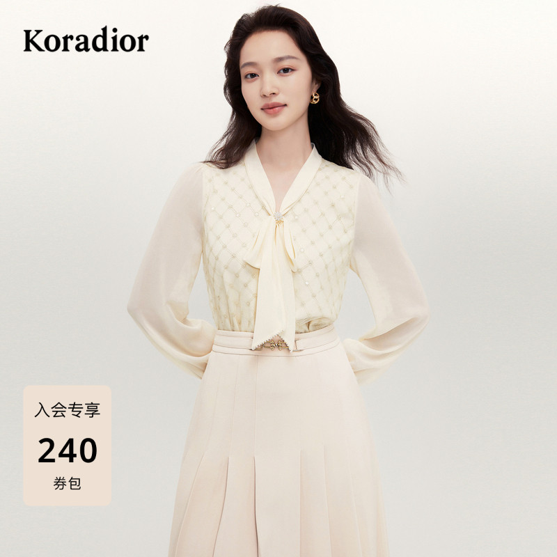 Koradior珂莱蒂尔秋季法式优雅气质舒适长袖针织衫女上衣