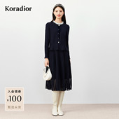 珂莱蒂尔koradior冬款 假两件优雅淑女浪漫拼接连衣裙女羊毛裙装