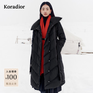 【花瓣羽绒】珂莱蒂尔2025年冬新鹅绒保暖防寒羽绒服女中长款过膝