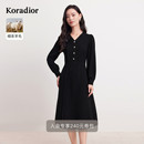 koradior珂莱蒂尔细支羊毛冬季 仙女裙连衣裙 优雅气质修身