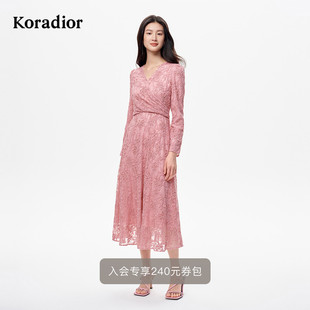 玫瑰蕾丝连衣裙气质刺绣修身 珂莱蒂尔2025秋新法式 款 玫瑰裙