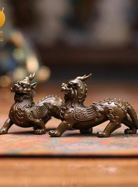 天禄貔貅独角兽铜器摆件