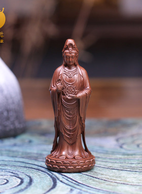 10#法轮观音紫铜手工铸造铜造像