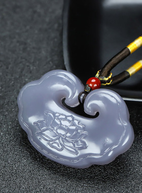 和田玉烟紫玉平安锁吊坠男女款