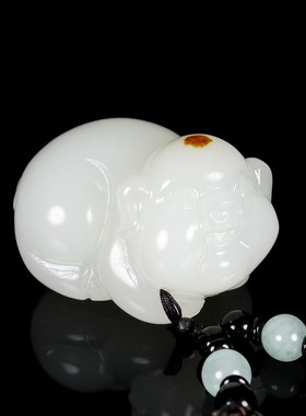 天然玉石生肖猪原石手把件