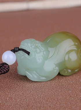 和田玉青白玉貔貅挂件貔貅手把件