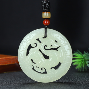 新疆和田玉碧玉仿古龙玉佩挂件天然玉石白玉龙行天下吊坠项链玉坠