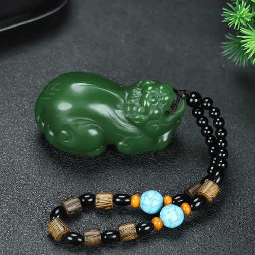 和田玉碧玉貔貅手把件男女款