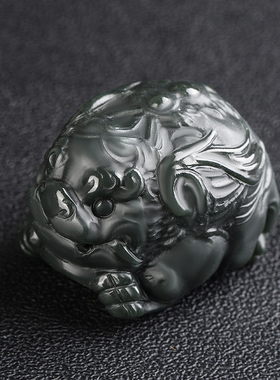 真品和田玉貔貅手把件玉茶宠摆件