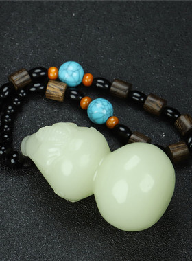 玉葫芦手把件青白玉福禄