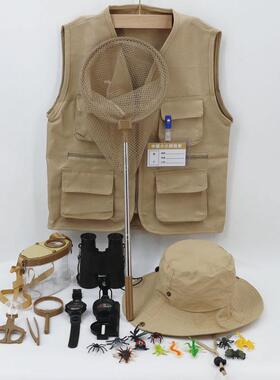 儿童探险家服装户外昆虫探索冒险家角色扮演出服考古学家渔夫帽子