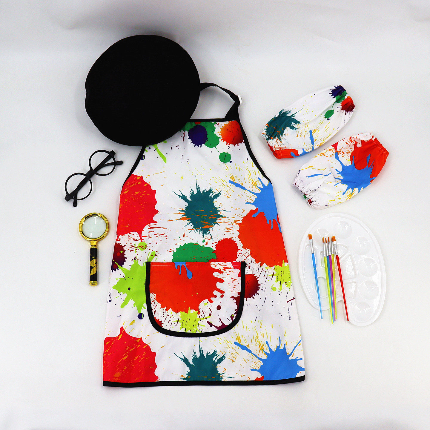 儿童小画家绘画装备防水罩衣套袖角色扮演帽子吃饭围裙职业体验服