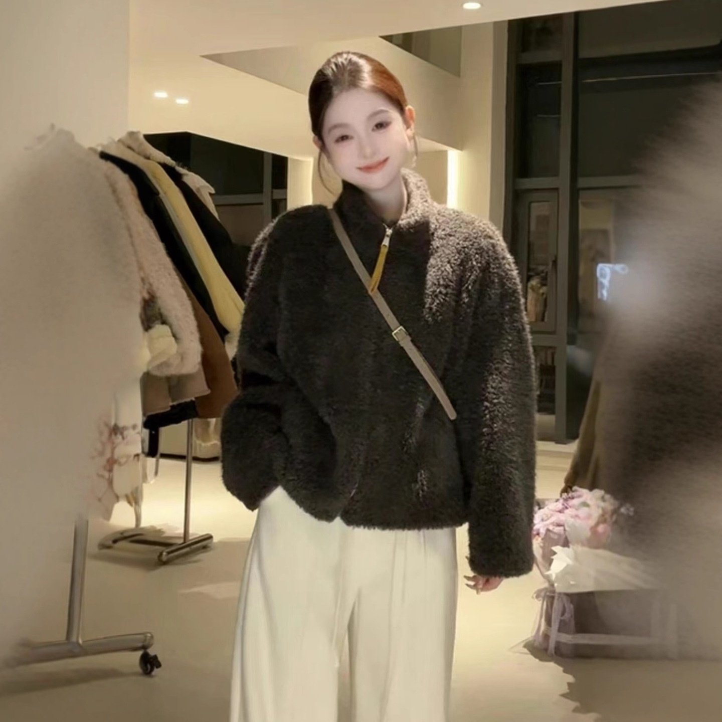 25年秋冬外套女皮毛一体加厚保暖韩版麂皮绒外套上衣韩版棉服新款