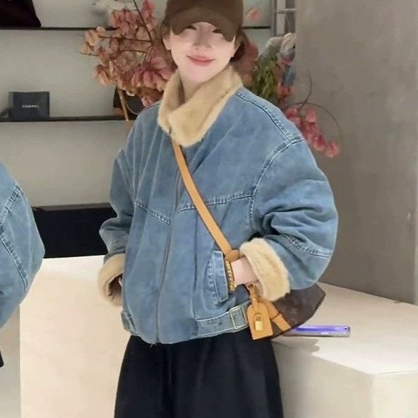 牛仔外套女短款加绒加厚冬季2025新款感保暖小个子上衣夹克,女装/女士精品,短外套,淘宝优惠券,粉丝福利购,淘宝优惠卷