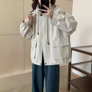 风衣外套工装 24年秋款 新款 连帽宽松休闲韩版 外套学院 外套女长袖
