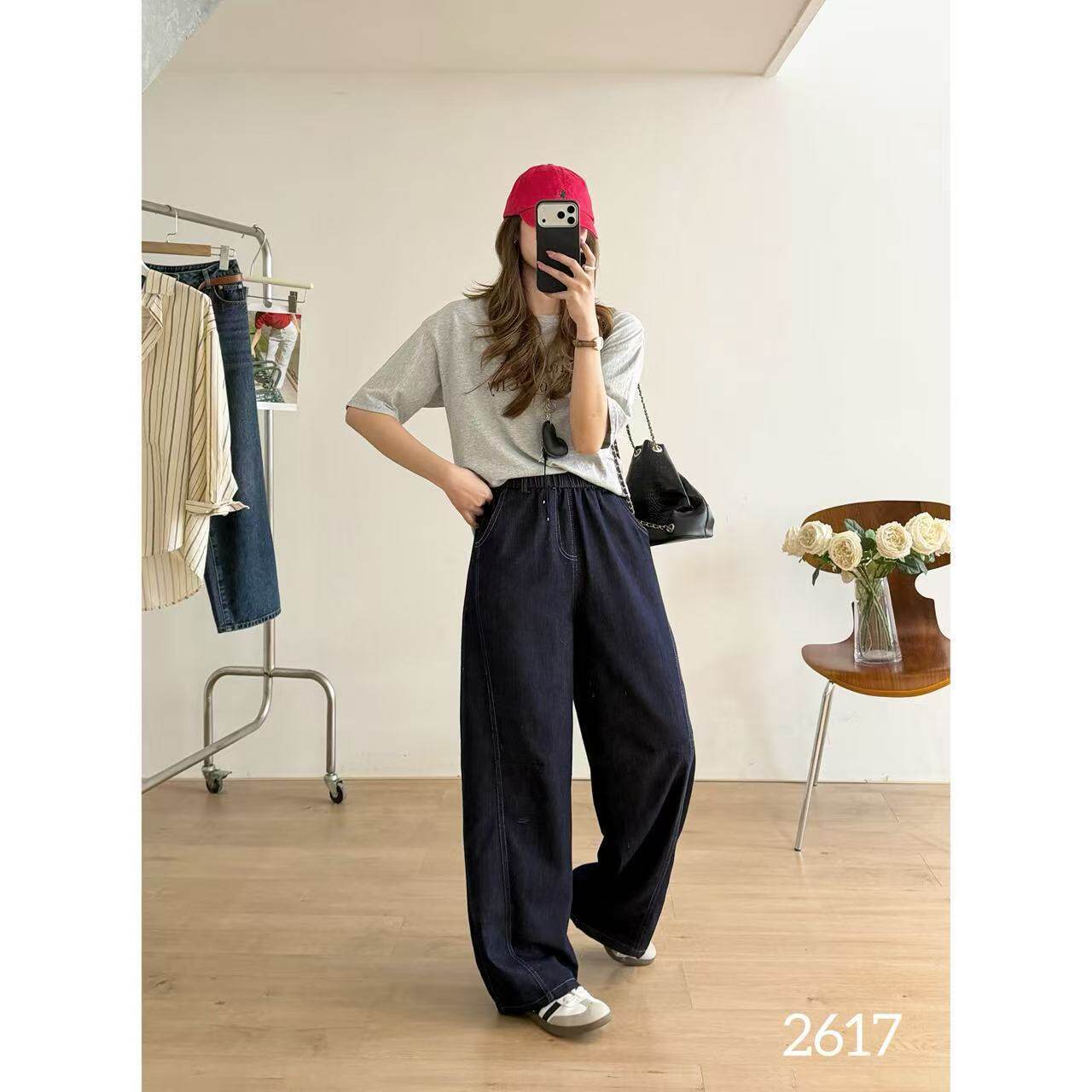26年春款牛仔裤女新款松紧腰哈伦裤子学院风裤子显瘦裤子亲肤时尚