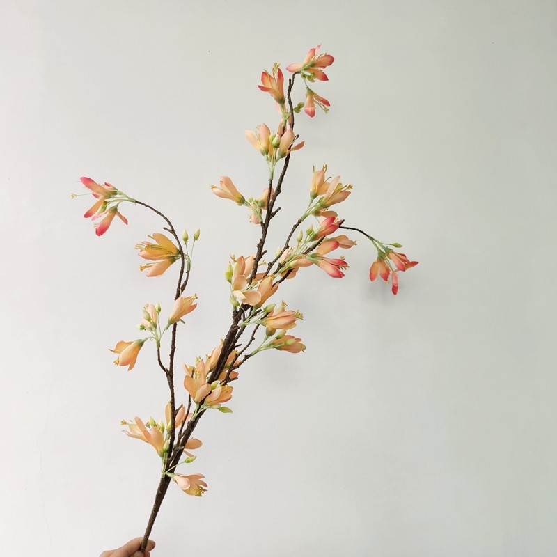 中式新古典长枝仿真花/粉色白色橘色野藤龙胆花客厅装饰花