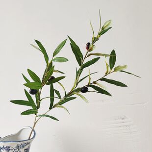 新橄榄枝仿真绿色枝叶带果植物插花假花客厅装饰摆件盆栽酒店北欧