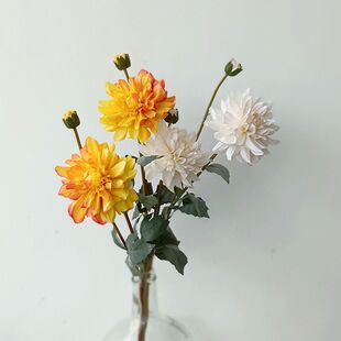 仿真花 大丽花-塞尚 复古油画风 家居装饰 花艺造景 空间陈设秋色