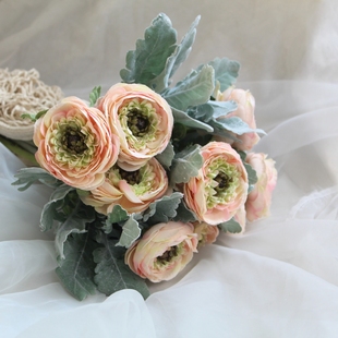 仿真花毛茛客厅高品质仿真花装饰绢花花束粉花卉假花花艺手捧配材